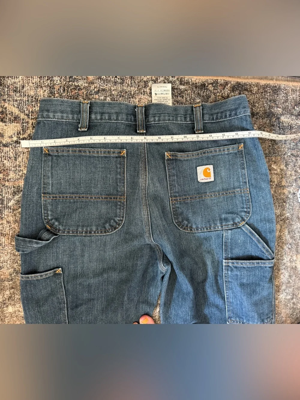 Carhartt Men's Relaxed Fit Cargo Jeans in Blue Denim